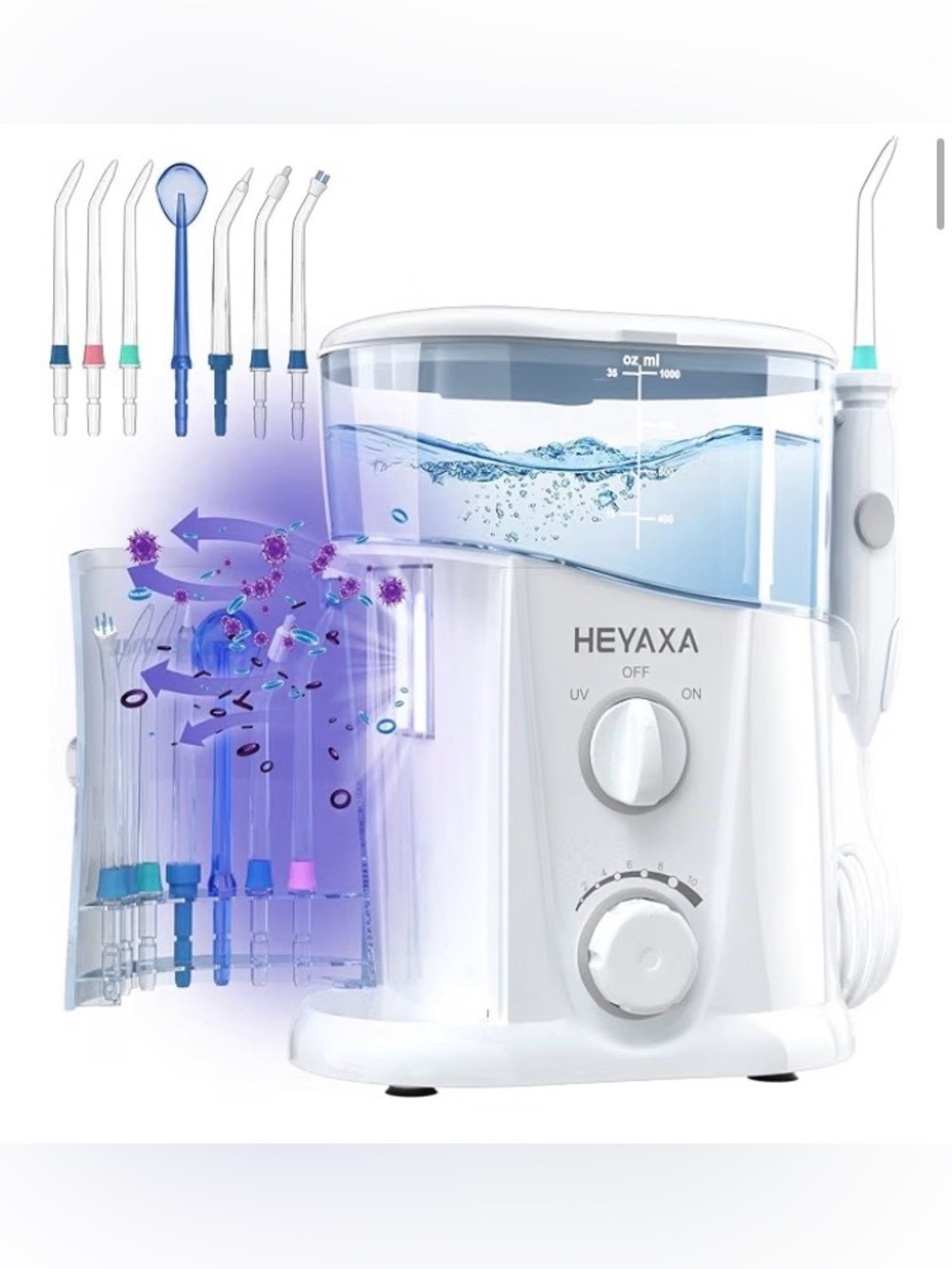 HEYAXA Water Dental Flosser for Teeth Cleaning with 1000ML Large Capacity, NEW